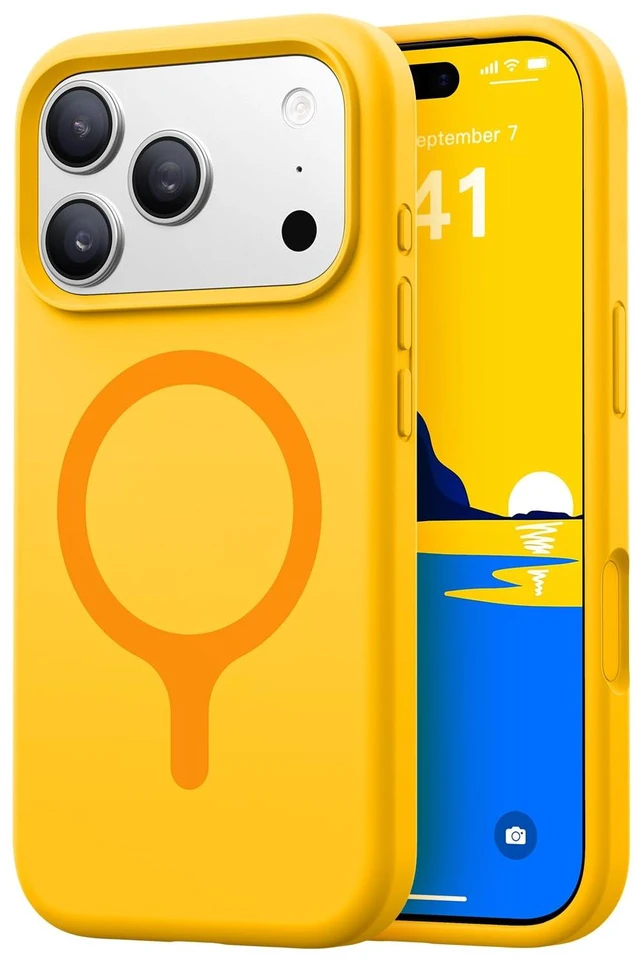 Main image of Silicone & Magnetic for iPhone 17 Pro Case, Lemon Yellow | Compatible with MagSafe, Camera Control Cover, Premium Silicone Cover Shockproof Drop Protection Phone Case for 17 Pro