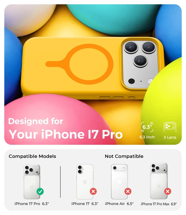 Alt view image 2 of 7 - Silicone & Magnetic for iPhone 17 Pro Case, Lemon Yellow | Compatible with MagSafe, Camera Control Cover, Premium Silicone Cover Shockproof Drop Protection Phone Case for 17 Pro