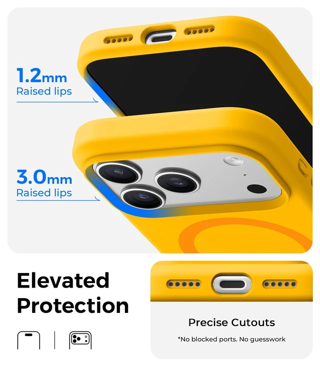 Alt view image 3 of 7 - Silicone & Magnetic for iPhone 17 Pro Case, Lemon Yellow | Compatible with MagSafe, Camera Control Cover, Premium Silicone Cover Shockproof Drop Protection Phone Case for 17 Pro