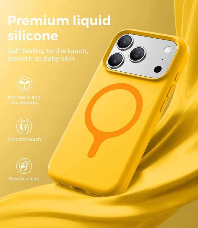 Alt view image 7 of 7 - Silicone & Magnetic for iPhone 17 Pro Case, Lemon Yellow | Compatible with MagSafe, Camera Control Cover, Premium Silicone Cover Shockproof Drop Protection Phone Case for 17 Pro