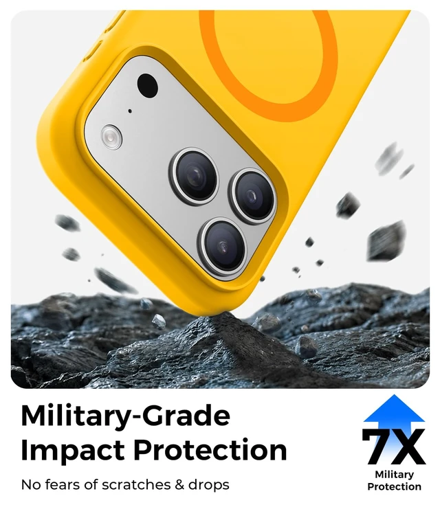 Alt view image 6 of 7 - Silicone & Magnetic for iPhone 17 Pro Case, Lemon Yellow | Compatible with MagSafe, Camera Control Cover, Premium Silicone Cover Shockproof Drop Protection Phone Case for 17 Pro