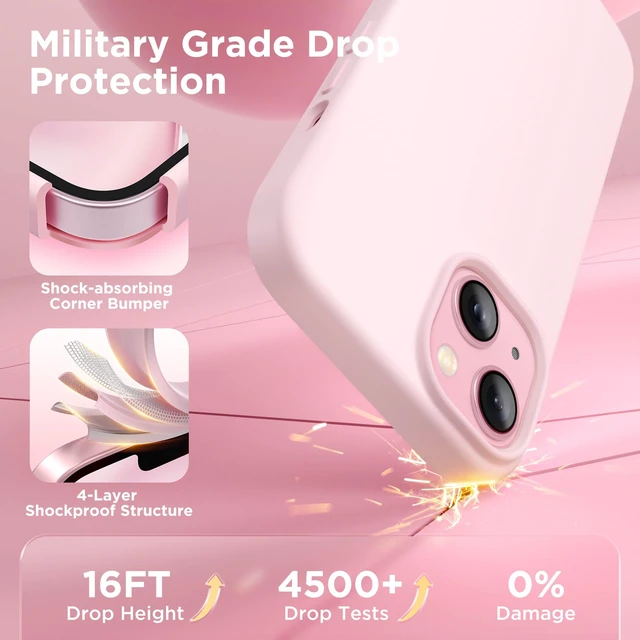 Alt view image 4 of 7 - Magnetic for iPhone 15 Case, Silicone Cover, Chalk Pink | Compatible with MagSafe, Soft Touch Feel, Anti-Scratch Microfiber Lining, Slim Shockproof Protective Phone Case 6.1"