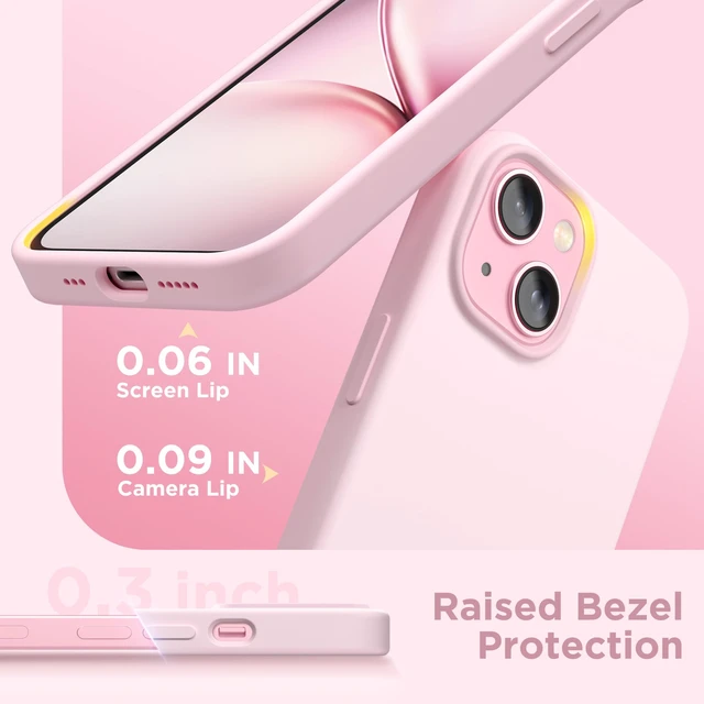 Alt view image 5 of 7 - Magnetic for iPhone 15 Case, Silicone Cover, Chalk Pink | Compatible with MagSafe, Soft Touch Feel, Anti-Scratch Microfiber Lining, Slim Shockproof Protective Phone Case 6.1"