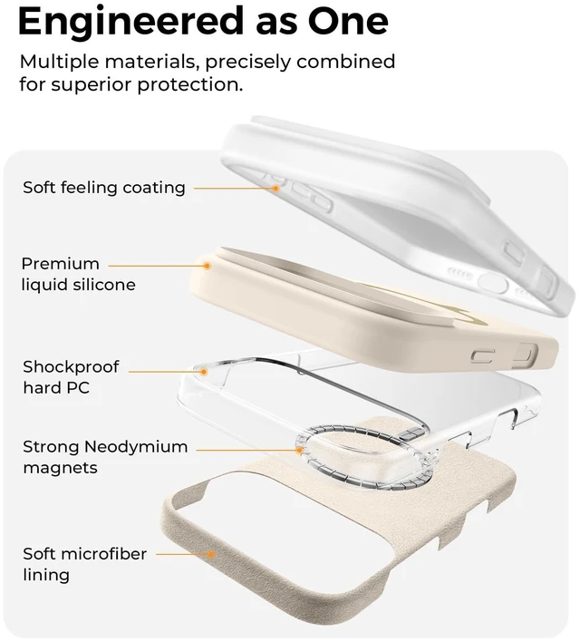 Alt view image 7 of 7 - Silicone & Magnetic for iPhone 17 Pro Case, Antique White | Compatible with MagSafe, Camera Control Cover, Premium Silicone Cover Shockproof Drop Protection Phone Case for 17 Pro