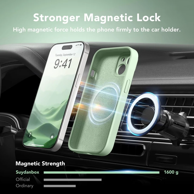 Alt view image 3 of 7 - Magnetic for iPhone 15 Case Silicone Matcha | Fit for MagSafe, Screen Protector, Full Camera Protection, Premium Silicone Shockproof Protective Phone Case for iPhone 15
