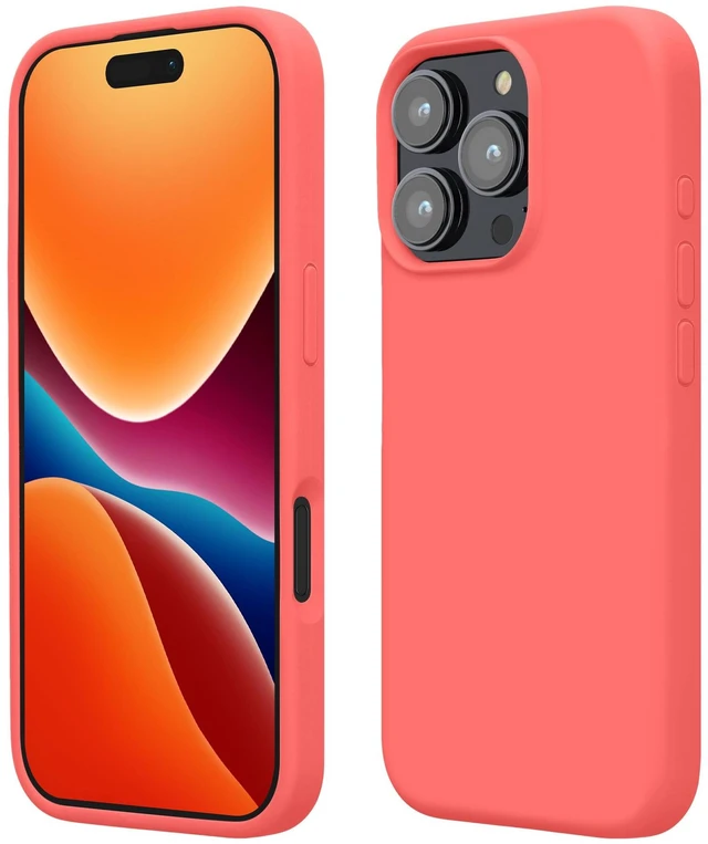 Main image of Case Compatible with Apple iPhone 16 Pro Case - TPU Silicone Phone Cover with Soft Finish - Neon Coral