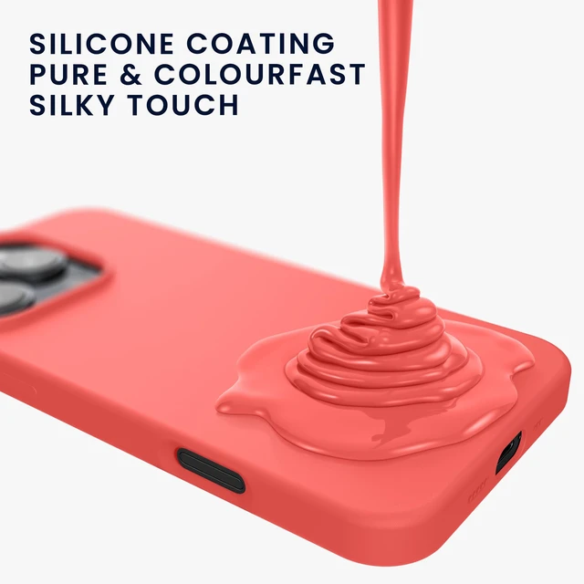 Alt view image 6 of 7 - Case Compatible with Apple iPhone 16 Pro Case - TPU Silicone Phone Cover with Soft Finish - Neon Coral