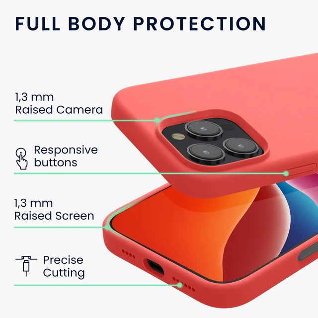 Alt view image 4 of 7 - Case Compatible with Apple iPhone 16 Pro Case - TPU Silicone Phone Cover with Soft Finish - Neon Coral