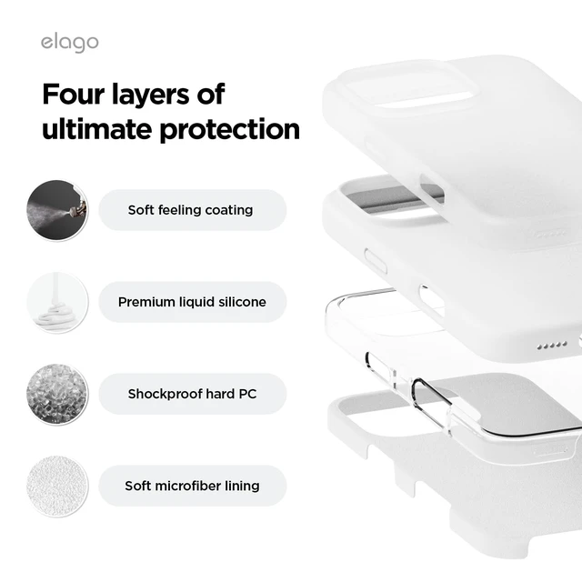Alt view image 4 of 7 - Premium Liquid Silicone Case for iPhone 16 Pro White | Full Body Protection, Shockproof, Slim Phone, Anti-Scratch Soft Microfiber Lining (White)