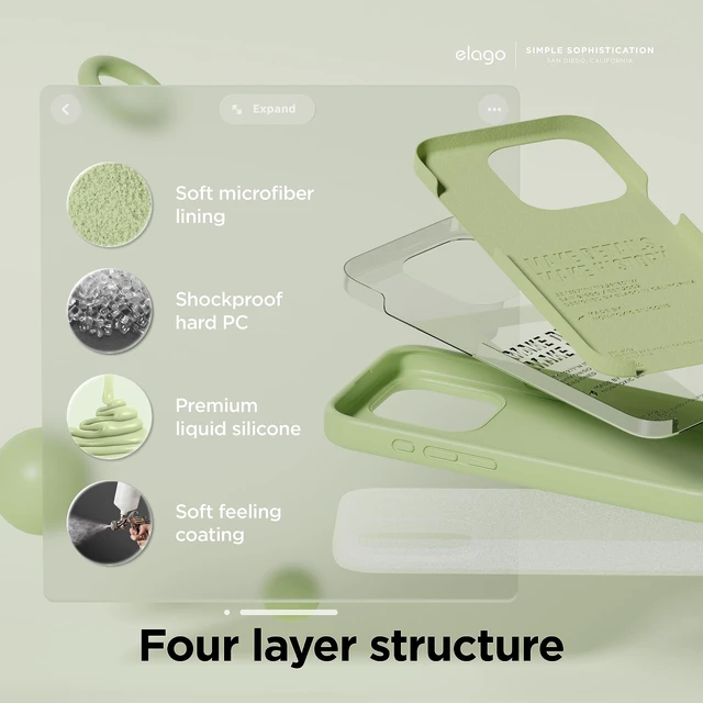 Alt view image 4 of 6 - Premium Liquid Silicone Case for iPhone 15 Pro Max | Full Body Protective Cover, Shockproof, Slim Phone, Anti-Scratch Soft Microfiber Lining (Pastel Green)