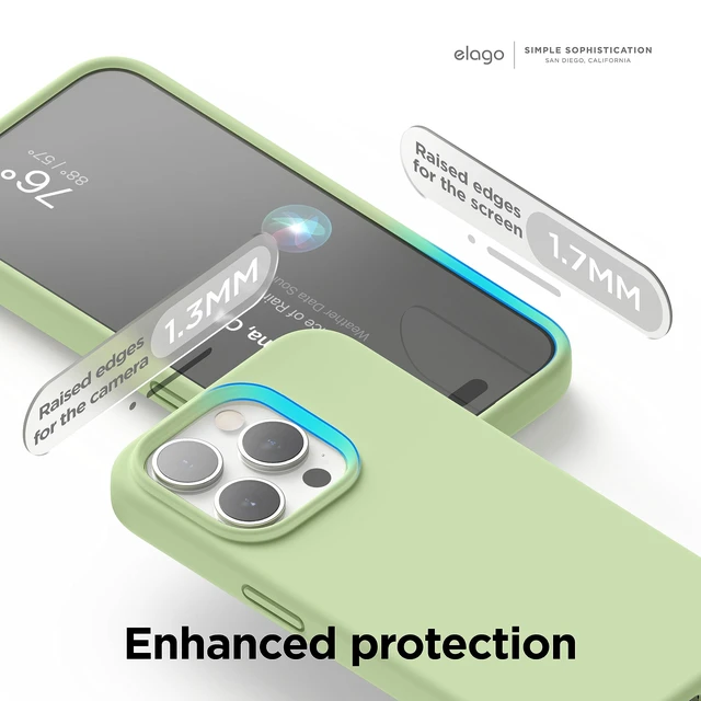 Alt view image 5 of 6 - Premium Liquid Silicone Case for iPhone 15 Pro Max | Full Body Protective Cover, Shockproof, Slim Phone, Anti-Scratch Soft Microfiber Lining (Pastel Green)
