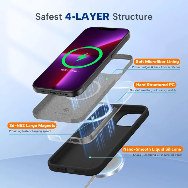 Alt view image 3 of 7 - Silicone & Magnetic for iPhone 13 Pro Case, Black | Compatible with MagSafe, Liquid Silicone Case Shockproof Drop Protection Phone Case for 13 Pro