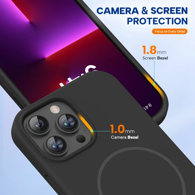 Alt view image 4 of 7 - Silicone & Magnetic for iPhone 13 Pro Case, Black | Compatible with MagSafe, Liquid Silicone Case Shockproof Drop Protection Phone Case for 13 Pro
