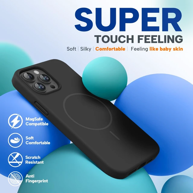 Alt view image 7 of 7 - Silicone & Magnetic for iPhone 13 Pro Case, Black | Compatible with MagSafe, Liquid Silicone Case Shockproof Drop Protection Phone Case for 13 Pro