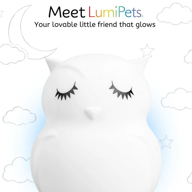 Alt view image 2 of 7 - Owl Squishy Night Light for Kids, Silicone Lamp with Remote | Tap Control | Rechargeable 9-Color Changing | Nursery Nightlight for Boys & Girls | Portable Animal Lamp | USB Cord Included
