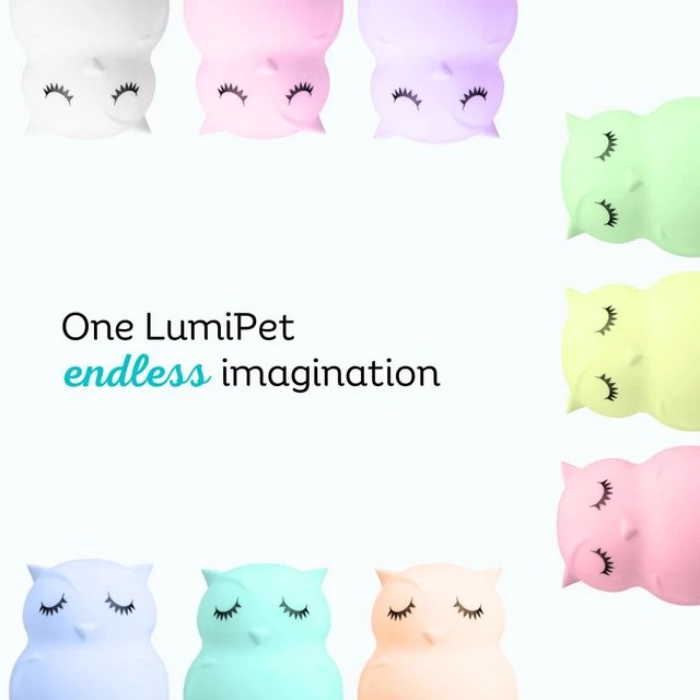Alt view image 7 of 7 - Owl Squishy Night Light for Kids, Silicone Lamp with Remote | Tap Control | Rechargeable 9-Color Changing | Nursery Nightlight for Boys & Girls | Portable Animal Lamp | USB Cord Included