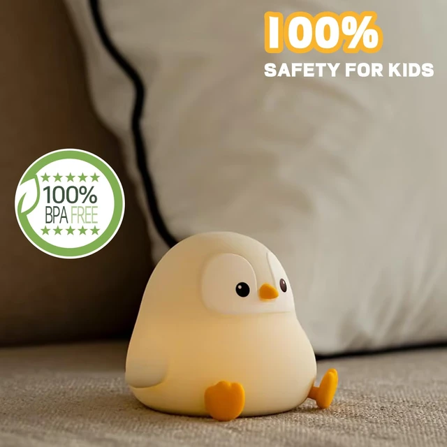 Alt view image 2 of 7 - Penguin Night Light for Kids, Cute Penguin Lamp Silicone Baby Nursery Night Lamp, Dimmable Squishy Touch Bedside Lamps, Adorable Rechargeable Animal Lamps Gifts Kawaii Room Decor for Kids Girls Boys