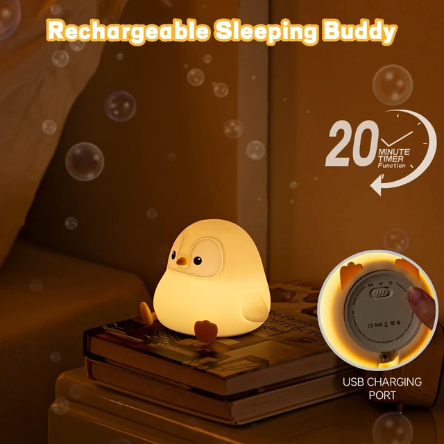 Alt view image 3 of 7 - Penguin Night Light for Kids, Cute Penguin Lamp Silicone Baby Nursery Night Lamp, Dimmable Squishy Touch Bedside Lamps, Adorable Rechargeable Animal Lamps Gifts Kawaii Room Decor for Kids Girls Boys