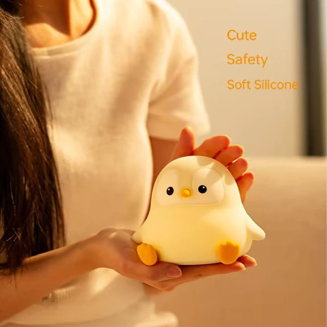 Alt view image 6 of 7 - Penguin Night Light for Kids, Cute Penguin Lamp Silicone Baby Nursery Night Lamp, Dimmable Squishy Touch Bedside Lamps, Adorable Rechargeable Animal Lamps Gifts Kawaii Room Decor for Kids Girls Boys