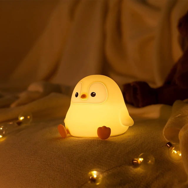 Alt view image 7 of 7 - Penguin Night Light for Kids, Cute Penguin Lamp Silicone Baby Nursery Night Lamp, Dimmable Squishy Touch Bedside Lamps, Adorable Rechargeable Animal Lamps Gifts Kawaii Room Decor for Kids Girls Boys