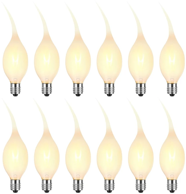 Main image of E12 Silicone Light Bulbs, Shatter-Resistant Candle Light Bulbs | 7W Silicone Dipped Candelabra Bulbs, Warm White Decorative Flame Tip for Christmas Chandeliers, Sconces & Night Lights, 12