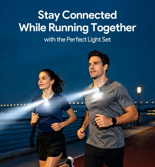 Alt view image 3 of 7 - Running Lights for Runners, 2 Pack Rechargeable LED, 4 Modes, Night Running | Strong magnetic clip, water resistant, USB charging, for walking, jogging, hiking, camping and dog walking black