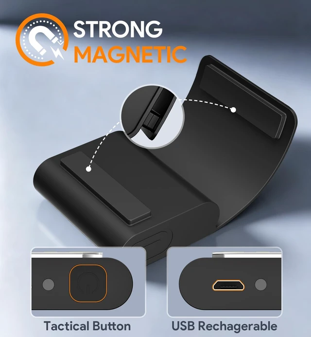Alt view image 6 of 7 - Running Lights for Runners, 2 Pack Rechargeable LED, 4 Modes, Night Running | Strong magnetic clip, water resistant, USB charging, for walking, jogging, hiking, camping and dog walking black