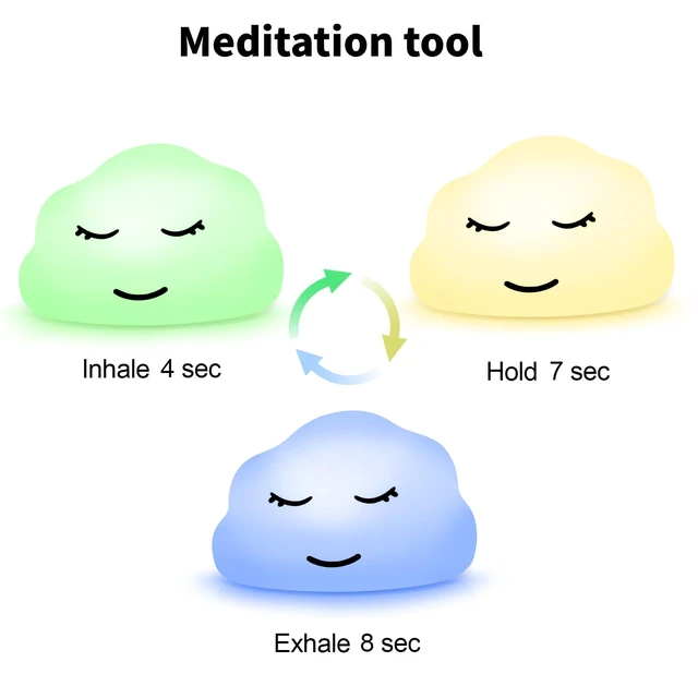 Alt view image 3 of 7 - Breathing lamp Guided 3 Color 478s Meditation for Stress Relief | Meditation lamp for Mindfulness, Slow Your Breathing Calm Down Anxiety Relief, Sensory Room must haves Breathing Cloud