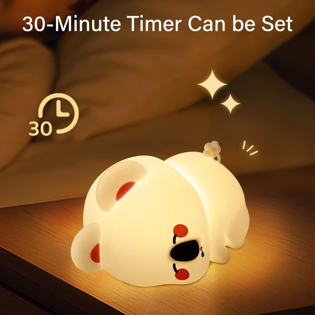 Alt view image 4 of 7 - Koala Silicone Night Light, Rechargeable Squishy LED Lamp for Bedroom, Dorm | Timer/Touch/Tap control/Dimmable, Portable Bedside Night Light, Breastfeeding, Diaper Changes,Woodland Decor