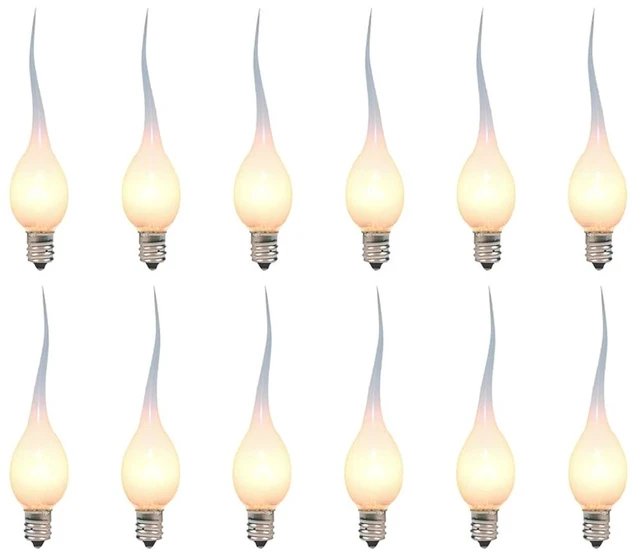 Main image of Silicone Dipped Candle Light Bulbs, Clear Silicone 5 Watts Replacement Bulbs for Electric Window Candles Chandeliers Night Light Bulbs Christmas Lights, C7/E12 Candelabra Base, 120V- 12 Pack