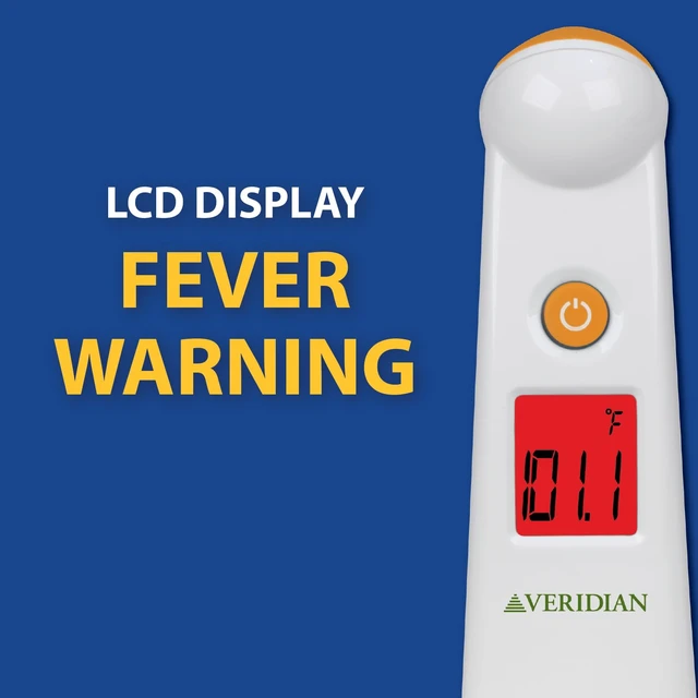 Alt view image 5 of 7 - Slim Line Package Mini Temple Touch Thermometer | Non-Invasive Forehead Measurements, Color-Changing Fever Alert Backlight, Memory Recall, F/C Switchable