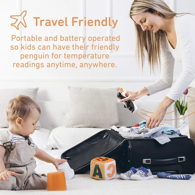 Alt view image 3 of 7 - PureBaby Penguin Ear Thermometer for All Ages | InstaRead Technology, LCD Backlit Display, 10 Memory Settings, Dual Scale Readings, Ideal for All Ages, Babies & Children
