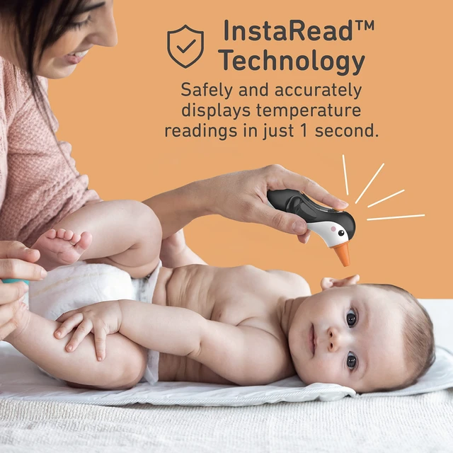 Alt view image 2 of 7 - PureBaby Penguin Ear Thermometer for All Ages | InstaRead Technology, LCD Backlit Display, 10 Memory Settings, Dual Scale Readings, Ideal for All Ages, Babies & Children