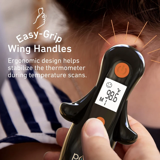 Alt view image 5 of 7 - PureBaby Penguin Ear Thermometer for All Ages | InstaRead Technology, LCD Backlit Display, 10 Memory Settings, Dual Scale Readings, Ideal for All Ages, Babies & Children