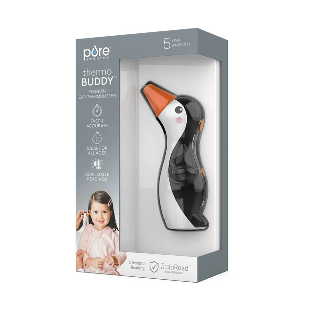 Alt view image 7 of 7 - PureBaby Penguin Ear Thermometer for All Ages | InstaRead Technology, LCD Backlit Display, 10 Memory Settings, Dual Scale Readings, Ideal for All Ages, Babies & Children