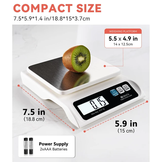 Alt view image 4 of 7 - 0.1g High Precision Digital Kitchen Food Scale, 13lb Gram Scale | Removable Pan, Stainless Steel Pan, Backlit LCD Display, Digital Scale for Cooking, Baking B621 White