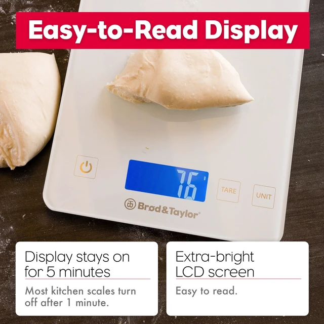 Alt view image 5 of 7 - High Capacity Baking & Kitchen Scale (Weighs up to 33lbs/15kg of Ingredients), 1-Gram Precision, Five Unit Options, 5-Minute Display, Batteries Included