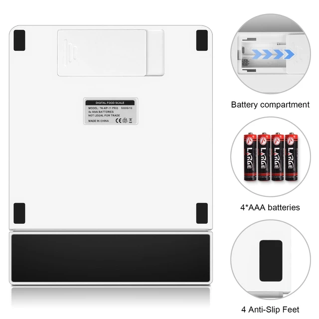 Alt view image 7 of 7 - 11lb/5kg Digital Kitchen Scale, 1g/0.01oz Pull-Out Display | Stainless Steel Platform, Auto-Shutoff, Tare, 6 Units, for Baking, Cooking, Food Scale, Weight Loss, Keto & Meal Prep