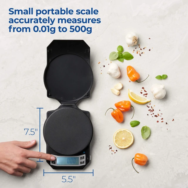 Alt view image 2 of 3 - Precision Digital Kitchen Weight Scale, Food Measuring Scale, Backlit LCD Screen 500g x 0.01g (Black), LB-501