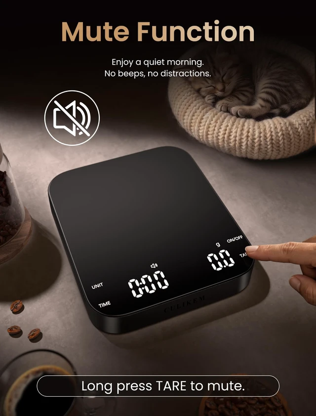 Alt view image 7 of 7 - Pour-Over Coffee Scale with Timer, 100-Day USB-C Rechargeable | 0.1g Precision, Silent Glass Mirror Touch, 5.9"x5.1" Platform, for V60 Chemex AeroPress Baking Matcha (Black,0.3-3000g)