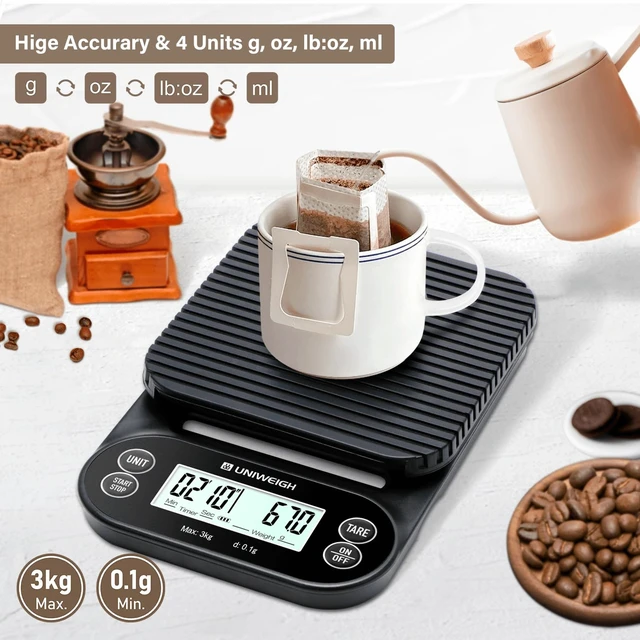 Alt view image 2 of 7 - Digital Coffee Scale with Timer 3kg/0.1g Accuracy Espresso Scale | Coffee Scales with Timer/Auto Off/Tare Function,for Pour Over Drip Coffee,Kitchen Scale with LCD (Batteries Included)