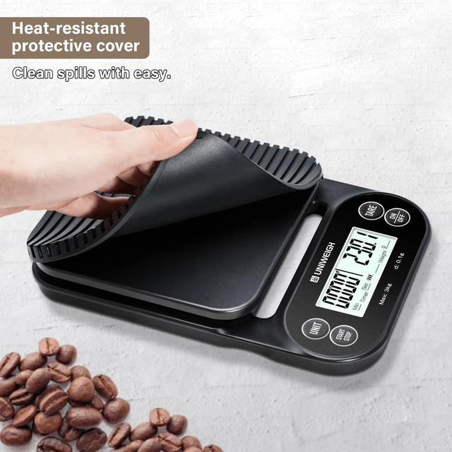 Alt view image 5 of 7 - Digital Coffee Scale with Timer 3kg/0.1g Accuracy Espresso Scale | Coffee Scales with Timer/Auto Off/Tare Function,for Pour Over Drip Coffee,Kitchen Scale with LCD (Batteries Included)