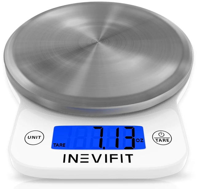 Main image of Digital Kitchen Scale, Highly Accurate Multifunction Food Scale 13 lbs 6kgs Max, Clean Modern White with Premium Stainless Steel Finish. Includes Batteries