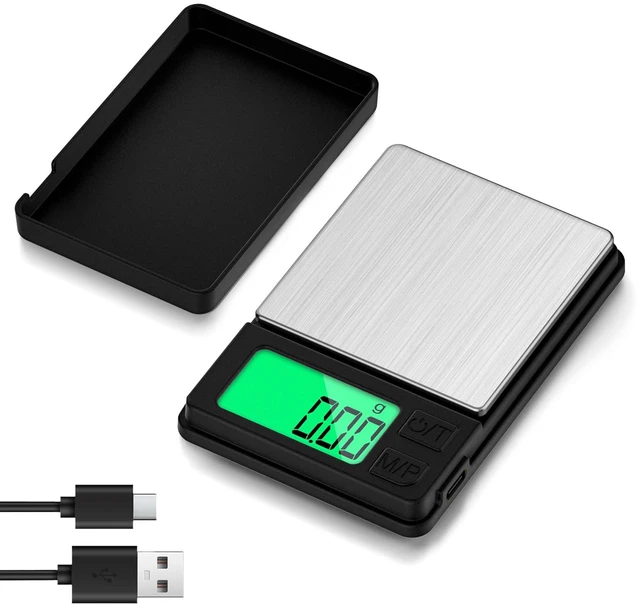 Main image of Rechargeable 1000g x 0.01g Portable Pocket Precision Gram Scale | Large Backlit LCD, with Protective Cover, 7 Units Conversion, Auto-off, Tare, Pocket Scale for Food, Baking, Jewelry, Powder