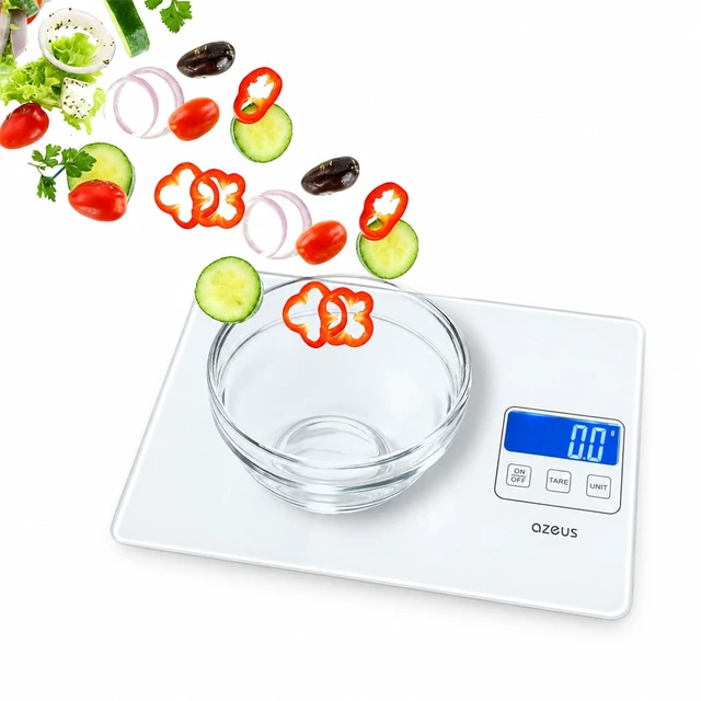 Main image of Digital Kitchen Scale, 11 lb, USB Rechargeable, 1 g/0.04 oz, White