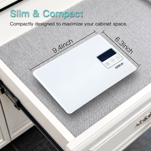 Alt view image 7 of 7 - Digital Kitchen Scale, 11 lb, USB Rechargeable, 1 g/0.04 oz, White