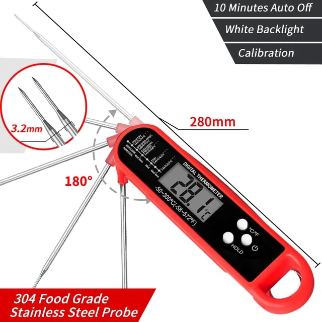Alt view image 3 of 6 - Digital Meat Thermometer for Cooking and Grilling, Instant Read Food Thermometer with IP67 Waterproof, Strong Magnet and Calibration-Professional Kitchen BBQ Probe for Turkey, Steak