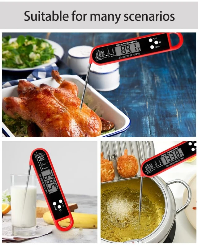 Alt view image 6 of 6 - Digital Meat Thermometer for Cooking and Grilling, Instant Read Food Thermometer with IP67 Waterproof, Strong Magnet and Calibration-Professional Kitchen BBQ Probe for Turkey, Steak
