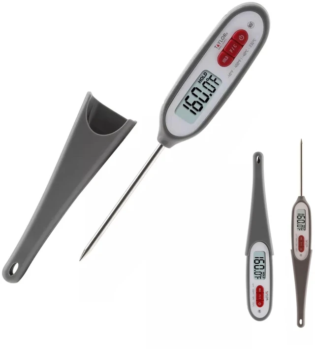Main image of Compact Instant-Read Pen Style Digital Kitchen Meat Thermometer - Waterproof Grey - Gray