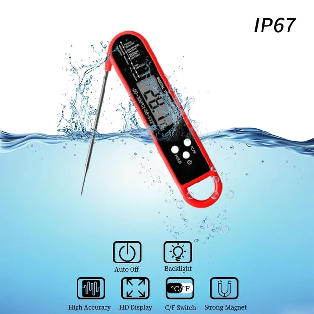Alt view image 5 of 6 - Digital Meat Thermometer for Cooking and Grilling, Instant Read Food Thermometer with IP67 Waterproof, Strong Magnet and Calibration-Professional Kitchen BBQ Probe for Turkey, Steak